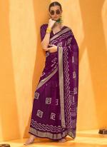 Georgette Magenta Festival Wear Printed Saree